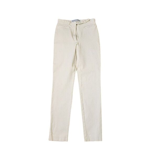 Vintage 70s Skinny Twill Pants Slim Cut Womens Size S Beige Ankle - Picture 2 of 5